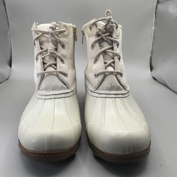 Sperry Saltwater Duck Boots Womens Size 9M White Cream Waterproof Winter Zip - Picture 3 of 9